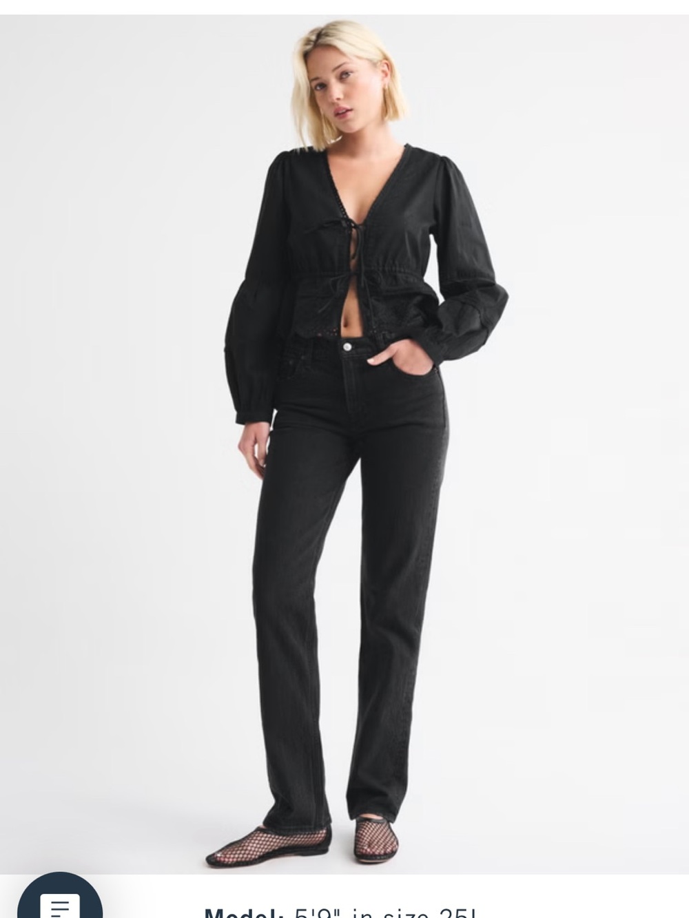 Abercrombie & Fitch Black Mid-Rise 90’s Straight Leg Jeans- Extra Short